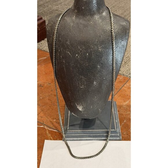 ANNE KLEIN 35" SILVER WHEAT FOXTAIL WOVEN CHAIN NECKLACE Glam Era 1980S EUC - Picture 7 of 8